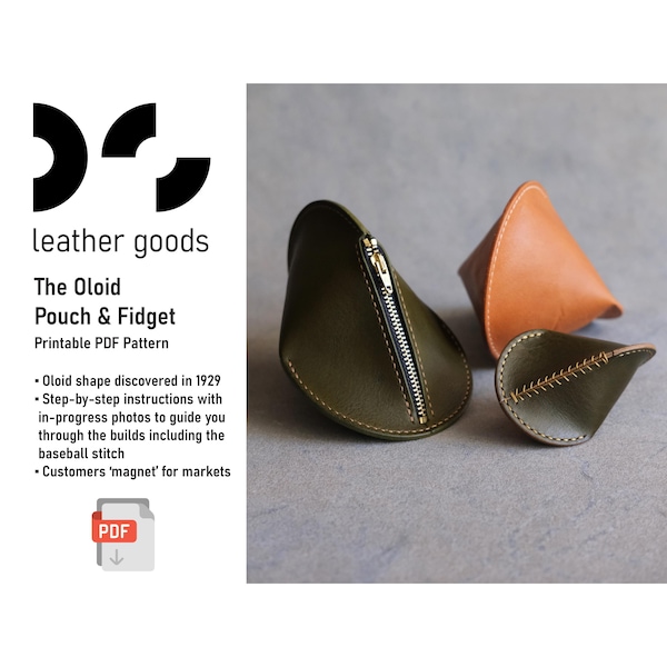 The Oloid Pouch and Fidget Leather PDF Pattern with step by step assembly instructions