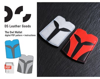 The Owl Wallet Leather PDF Pattern: Slim Cardholder template with two versions included