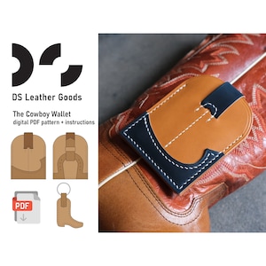 Leder Geldbörse PDF Muster, Brieftaschen Vorlage, Kartenhalter Muster pdf, Cowboy Geldbörse Muster, Leder Geldbörse pdf, Western Geldbörse pdf Muster
