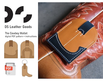 Cowboy Leather Wallet PDF Pattern: Western Cardholder and Key Fob Template (Digital Download)