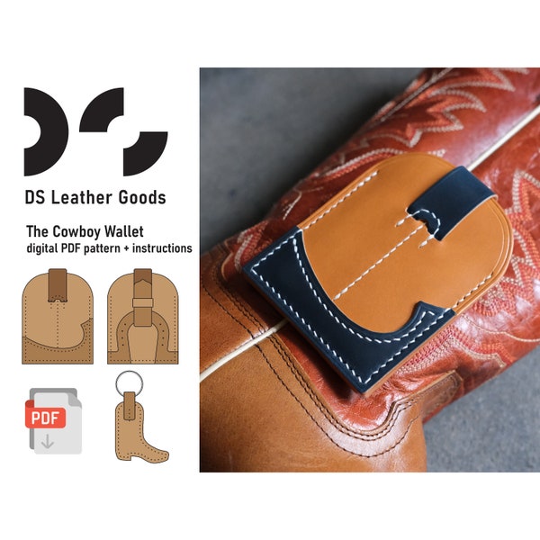 Leather Wallet PDF pattern, wallet template, cardholder pattern pdf, cowboy wallet pattern, leather pattern pdf, western wallet pdf pattern