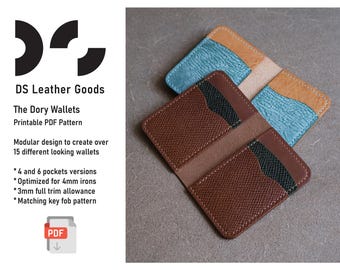 The Dory Wallet Leather PDF Pattern: Beginner Cardholder Template for EDC wallet