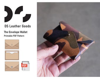 The Envelope Leather Wallet PDF Pattern: Stitch-less Compact Cardholder Template (Digital Download)