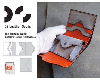 Leather wallet PDF pattern, mid wallet template, bifold wallet pattern, wallet pattern pdf, japanese wallet pattern, leather pattern pdf