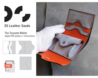 Leather Bifold Wallet PDF Pattern: Japanese Style Cards, Cash and Coins Wallet (Digital Download)