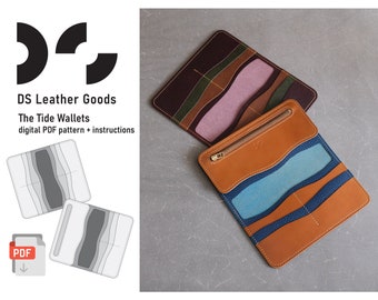 The Tide Wallet PDF pattern, wallet template, leather wallet pdf, long wallet pdf, long wallet pattern, leather pattern, zipper wallet