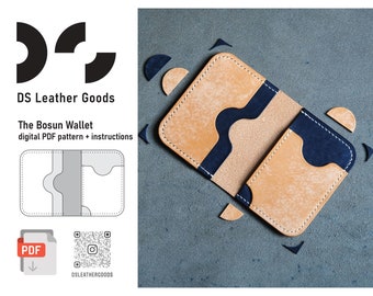 The Bosun Wallet pattern pdf, leather wallet template, cardholder template, compact wallet pattern, slim wallet pattern, leather pattern pdf