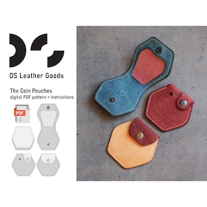 Leder Münzbeutel digitales pdf Muster, Geldbörse Muster pdf, Leder Münztasche Vorlage, Ledertasche pdf Muster, Leder Muster pdf