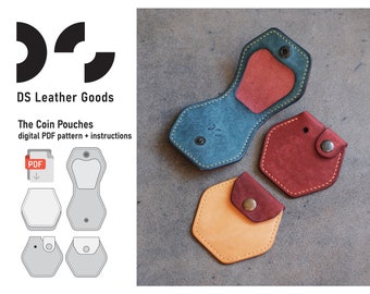Leather Coin Pouch PDF Pattern: 3 Snap Pouch Templates (Digital Download)