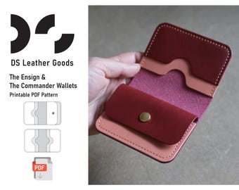 Bifold Leather Wallet PDF Pattern for cards, cash and coins: Ensign & Commander versions included