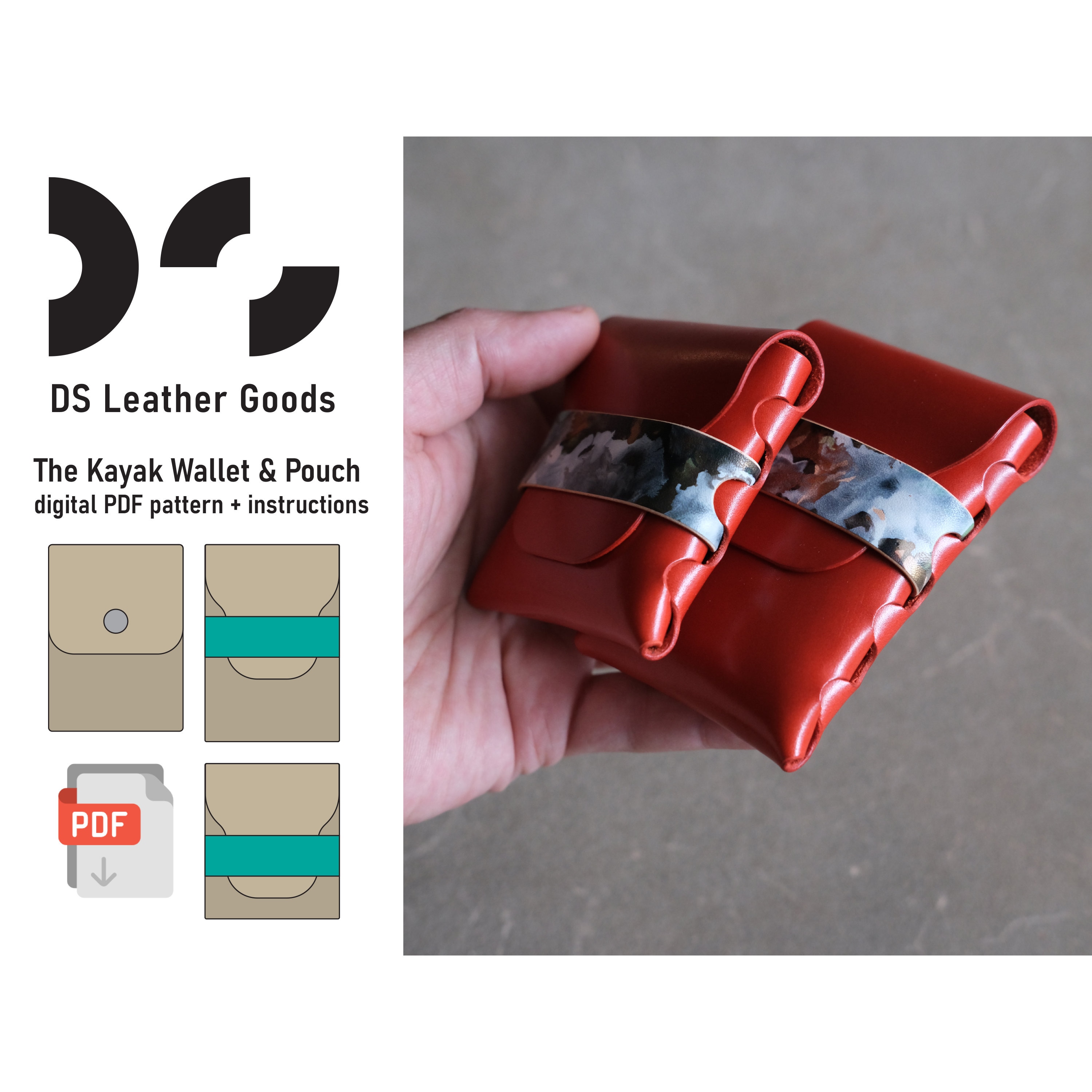 The Kayak Stitch-less Leather Wallet & Pouch Pattern (PDF) - Etsy