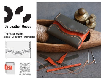 The Wave leather wallet pattern, wallet pdf template, compact wallet pattern, coin wallet pattern, purse wallet pattern, leather pattern pdf