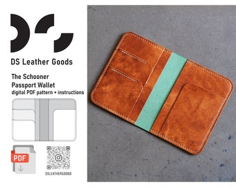 The Schooner Leather Passport Wallet PDF Pattern: Travel Wallet with 3 card pockets