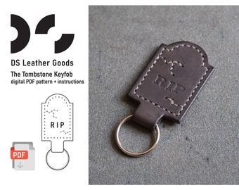 Halloween Tombstone leather keychain pdf pattern, leather keyring template, Halloween keychain, leather pattern pdf, spooky keychain pattern