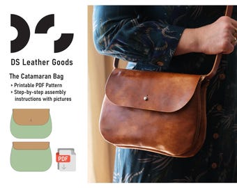 The Catamaran Bag Leather PDF Pattern: Saddle Bag to Sew, everyday purse template