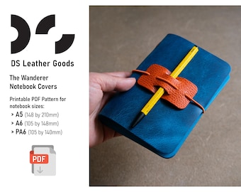 Leather Notebook Cover PDF Pattern: A5, A6 and PA6 Sizes, Beginner Stitch-less Journal Cover