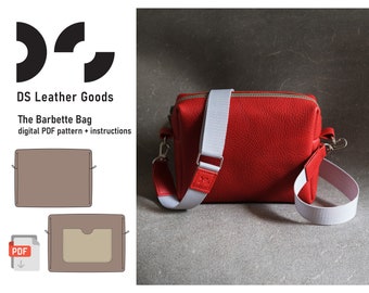 The Barbette Bag leather PDF pattern, cross-body bag pattern, leather bag pattern, crossbody bag template, bag to sew, leather pattern pdf