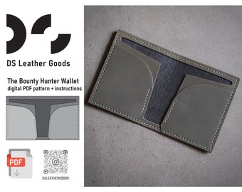The Bounty Hunter Wallet pattern, leather wallet template, leather pattern pdf, bilfold wallet pattern, leather template, cardholder pattern