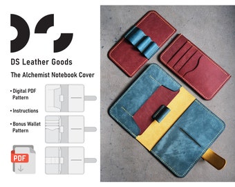 The Alchemist Field Notes Cover PDF Pattern: Leather Journal/Passport Wallet Template with Removable Inserts