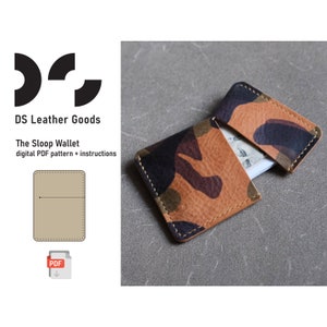 The Sloop Wallet pdf pattern, wallet pdf template, leather cardholder pattern, leather pattern pdf, cardholder pdf, slim wallet pattern pdf