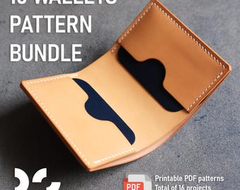 Leather Wallet PDF Pattern Bundle: 10 Wallet Designs, 16 Projects, Beginner to Advanced Skill