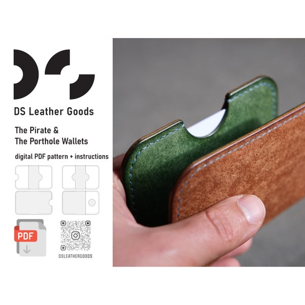 The Pirate & Porthole Wallets pdf pattern, wallet pattern, leather wallet pdf, cardholder pdf, bifold wallet pattern, leather pattern pdf
