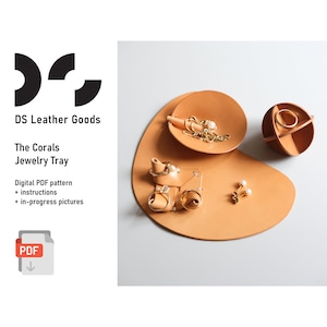 The Corals Jewelry Leather Tray PDF pattern, leather tray template, leather tray pattern, leather pattern pdf, jewellery tray pattern pdf