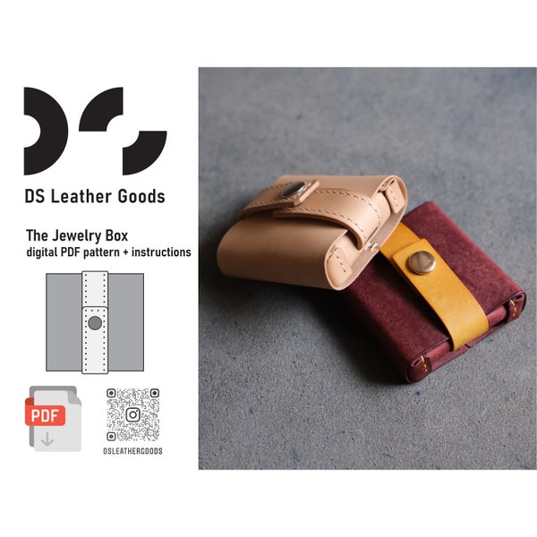 Leather box pdf pattern, jewelry box pattern, leather pattern pdf, jewelry case pdf, coin case pdf, tampons case pdf, leather matchbox pdf