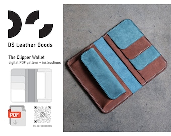 The Clipper Long Wallet PDF Pattern: Leather Crafting Template (Digital Download)