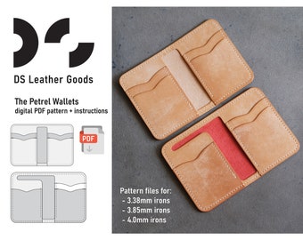 Leather Wallet PDF Pattern: Vertical Cardholder Template (patterns for 3.38, 3.85 and 4mm irons)