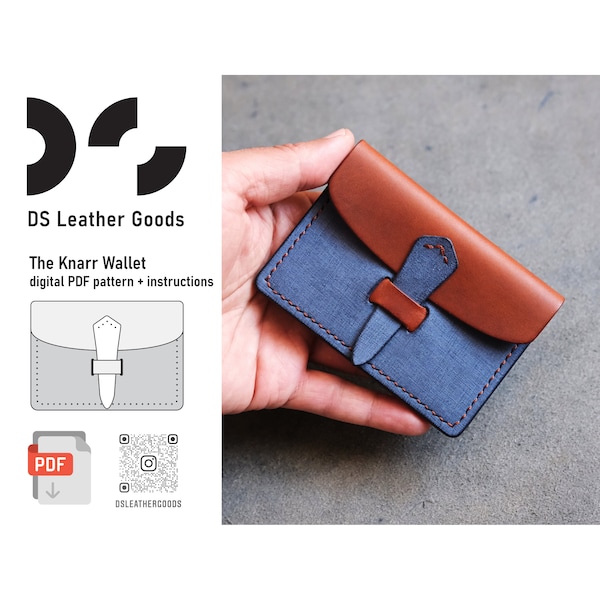 Leather wallet pattern pdf, leather pattern pdf, card holder pattern, compact wallet pattern, slim wallet pattern, leather wallet template