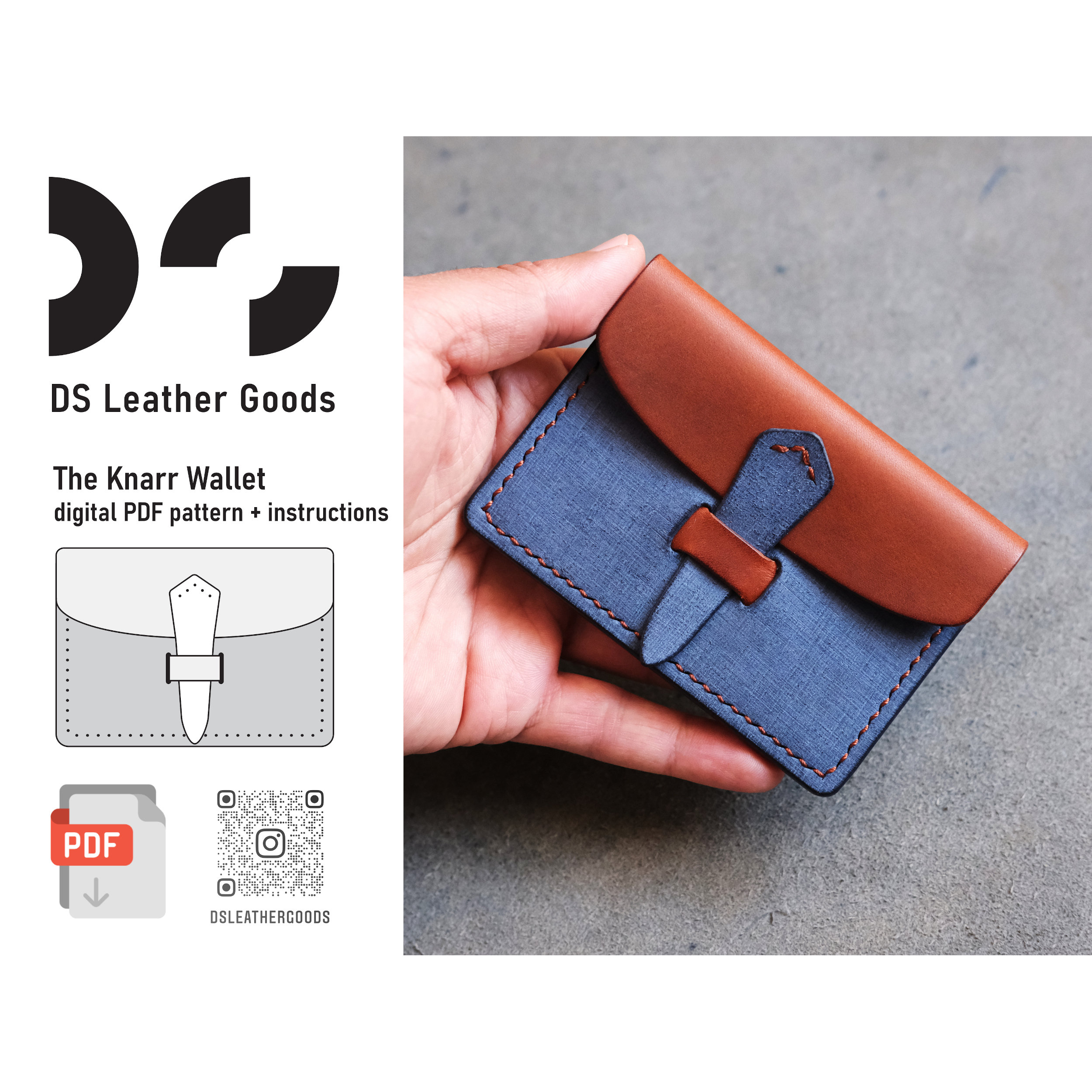DIY 3-Pocket Foldover Wallet Leather Kit