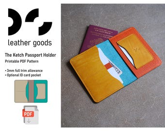 The Ketch Leather Passport Holder PDF Pattern: Travel Wallet template with 5 pockets
