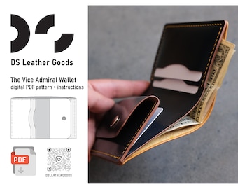 Leather bifold wallet pattern, leather wallet template, card holder pattern, compact wallet pattern, slim wallet pattern, leather wallet pdf