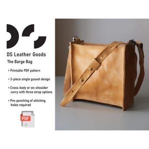 The Barge Ledertasche PDF Schnittmuster, Cross-Body Bag Schnittmuster, Lederhandtasche Schnittmuster, dreiteilige Zwickeltasche, Tasche zum Nähen, Leder Schnittmuster PDF