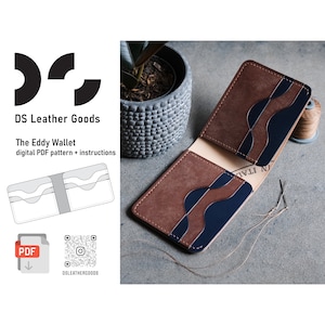 Padrão de carteira de couro Eddy em pdf, padrão de carteira clássica, padrão de couro em pdf, padrão de carteira para cartão, modelo de carteira bifold, porta-cartão