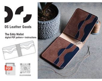 The Eddy leather wallet pdf pattern, classic wallet pattern, leather pattern pdf, card wallet pattern, bifold wallet template, cardholder