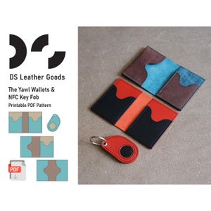 Patrón en PDF de billeteras Yawl y llaveros NFC, patrón de billetera de cuero, plantilla de tarjetero, billetera compacta DIY, patrón de llavero de cuero NFC