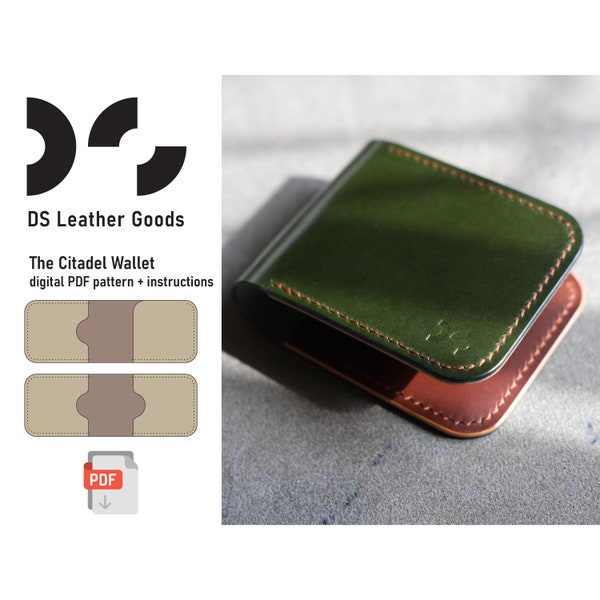 The Citadel leather wallet pattern pdf, compact wallet template, cardholder pattern, leather pattern pdf, slim wallet pdf, bifold wallet pdf