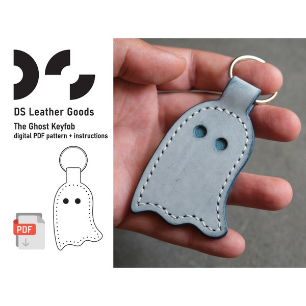 Halloween Ghost leather keychain pdf pattern, leather keyring template, Halloween keychain, leather pattern pdf, spooky keychain pattern