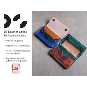 Patrón PDF de billetera de camionero, patrón de billetera con cremallera, plantilla de billetera de motociclista, patrón de billetera de cuero de camionero, patrón de cuero PDF, billetera con cadena