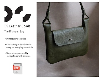 The Bilander Bag Leather PDF Pattern: Crossbody Purse to Sew from a single panel of leather
