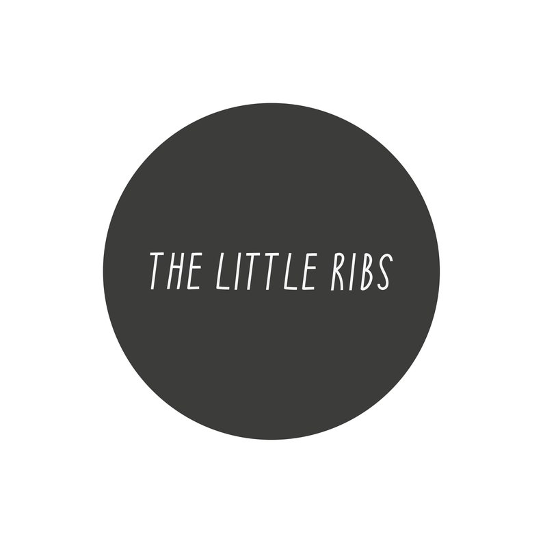 May include: A black circle with the text "THE LITTLE RIBS" in white.