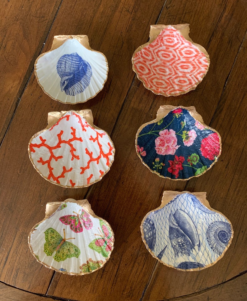 Decoupage Shells Etsy