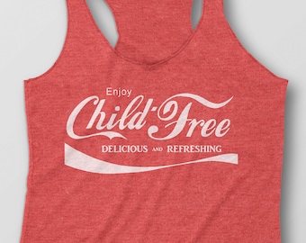 Enjoy Childfree Ladies' Racerback Tank Top - Cola Parody Vintage Red