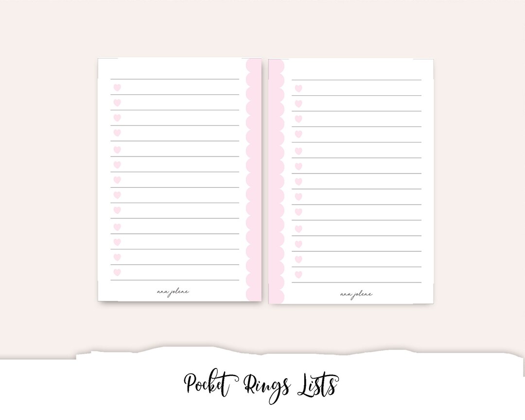 Pocket Rings Lists to Do Checklist Printable, Task List, Checklist ...