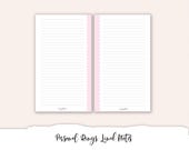 Personal Rings Lined Notes Printable, Personal Planner Refill, Pink Scallop Coquette Printable Inserts, Study Notes, Journaling Pages