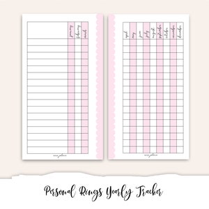 Yearly Habit Tracker Personal Rings Printable, Flylady Cleaning Tracker, Pink Scallop Coquette Printable Inserts, Zone Cleaning Schedule