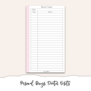 Personal Rings Doctor Visits Printable, Health Tracker, Health Log, Medicine Log, Symptom Tracker, Wellness Tracker, Fitness Journal, Diet