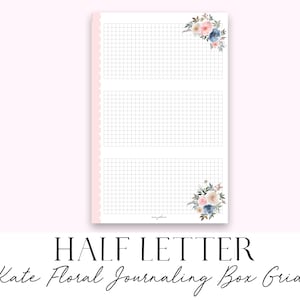 Mezza lettera Kate Floral Journaling Box Grid (Disco rilegato Junior/Anelli A5)